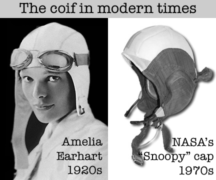 Amelia Earheart and Snoopy Cap from NASA: coifs in the modern age