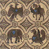 Cotton upholstery fabric with medieval beasts