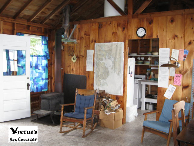 Wood stove and door to kitchen, Sea Swept