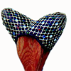 A heart-shaped hennin on a hat stand